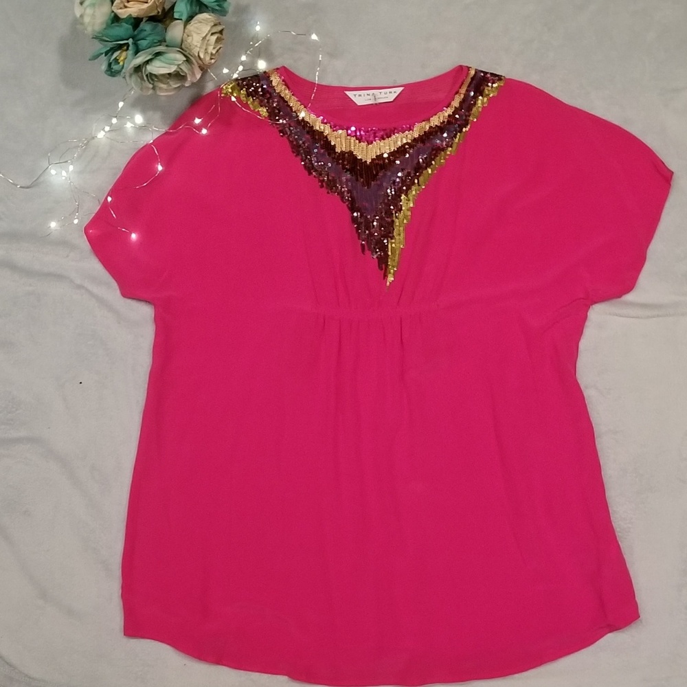 Trina Turk Hot Pink Sequin Tunic